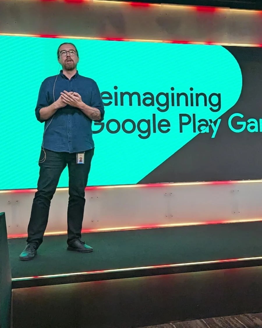 Marcin Treder speaking at Google Play Playtime